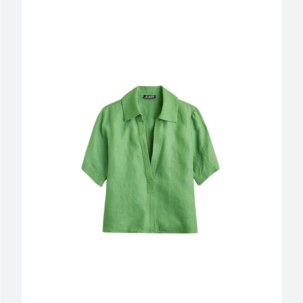 J. Crew Vibrant Green Linen Shirt